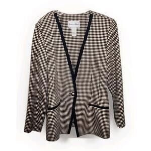 VTG Danny & Nicole New York Beige & Blue Single Button Fitted Blazer